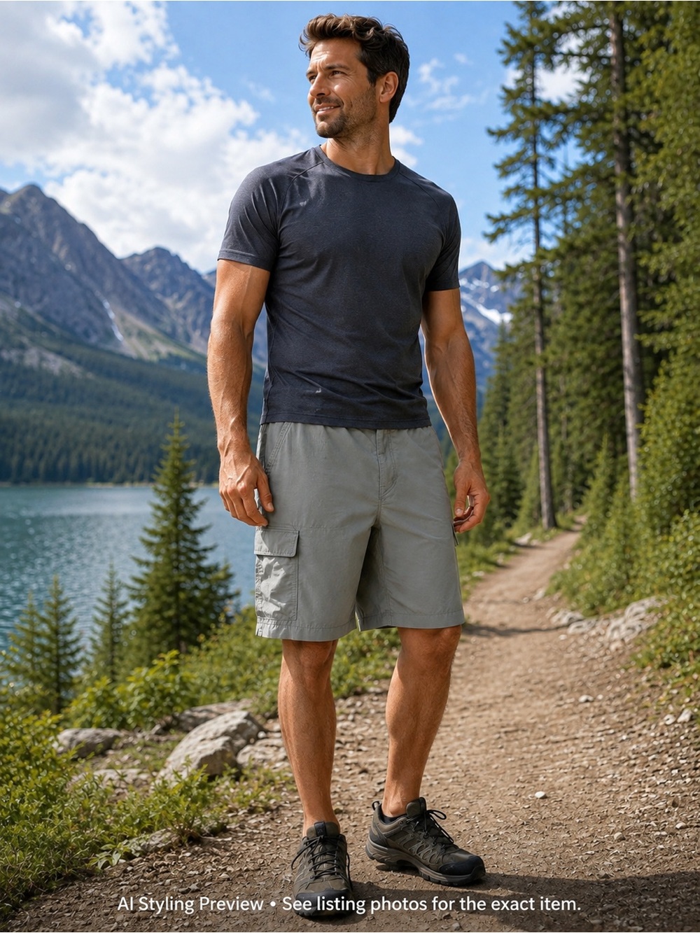 Columbia Omni-Shade 38W Sage Green Cargo Hiking Shorts UPF Nylon 38x11